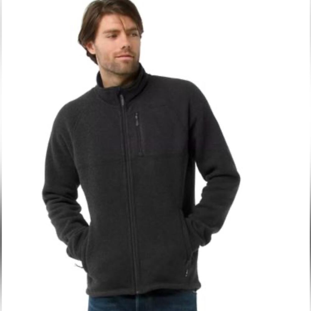 Smartwool Echo Lake Full Zip Fleece Lined Jacket Mens Medium Charcoal Gray View 2